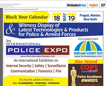 International Police Expo Media 2017 Advertisement on Hindustan Times